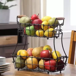 Kirklands Home Metal Wire Stackable Kitchen Baskets Black Outlet