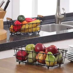 Kirklands Home Metal Wire Stackable Kitchen Baskets Black Outlet