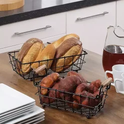 Kirklands Home Metal Wire Stackable Kitchen Baskets Black Outlet