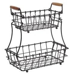 Kirklands Home Metal Wire Stackable Kitchen Baskets Black Outlet
