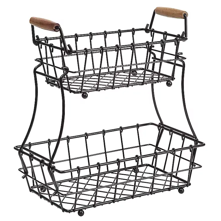 Kirklands Home Metal Wire Stackable Kitchen Baskets Black Outlet