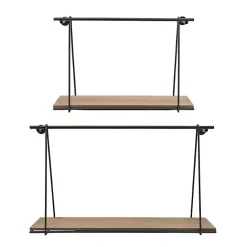 Kirklands Home Black Metal Wood Swing Wall Shelves, Set of 2 Online
