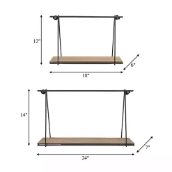 Kirklands Home Black Metal Wood Swing Wall Shelves, Set of 2 Online