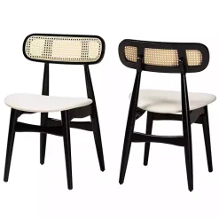 Kirklands Home Black Mid-Century Modern Dining Chairs, Set of 2 White Discount