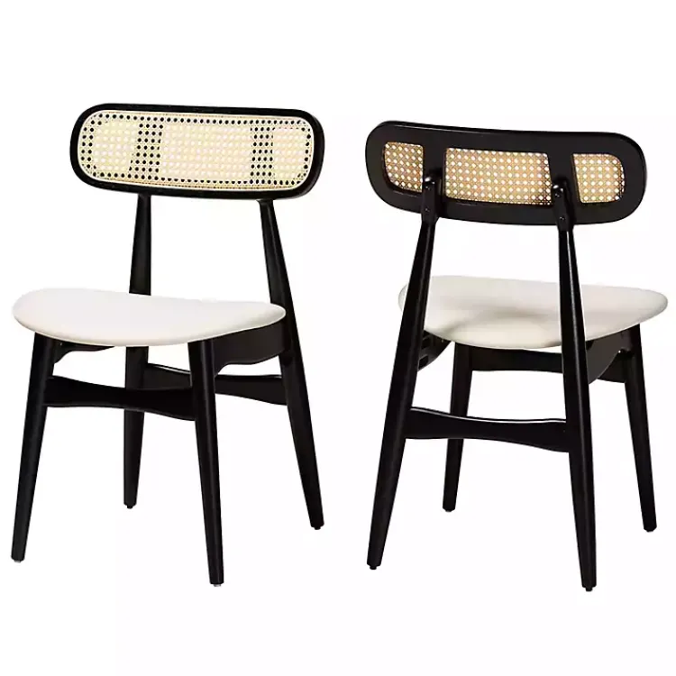Kirklands Home Black Mid-Century Modern Dining Chairs, Set of 2 White Discount