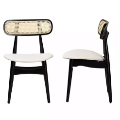 Kirklands Home Black Mid-Century Modern Dining Chairs, Set of 2 White Discount
