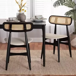 Kirklands Home Black Mid-Century Modern Dining Chairs, Set of 2 White Discount
