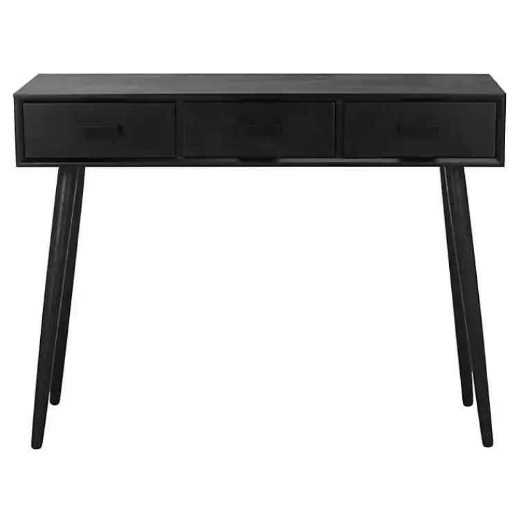 Kirklands Home Mid-Century Modern 3-Drawer Console Table Black New