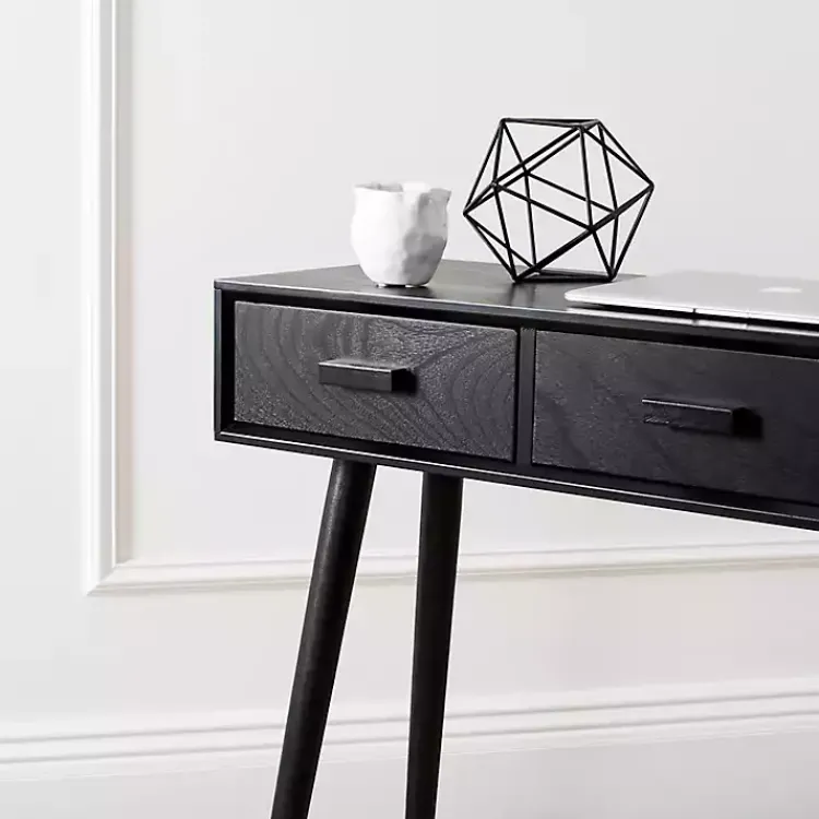 Kirklands Home Mid-Century Modern 3-Drawer Console Table Black New