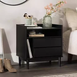 Kirklands Home Modern Frame Wood Nightstand Black New