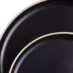 Kirklands Home Modern Stoneware 16-pc. Dinnerware Set Black New
