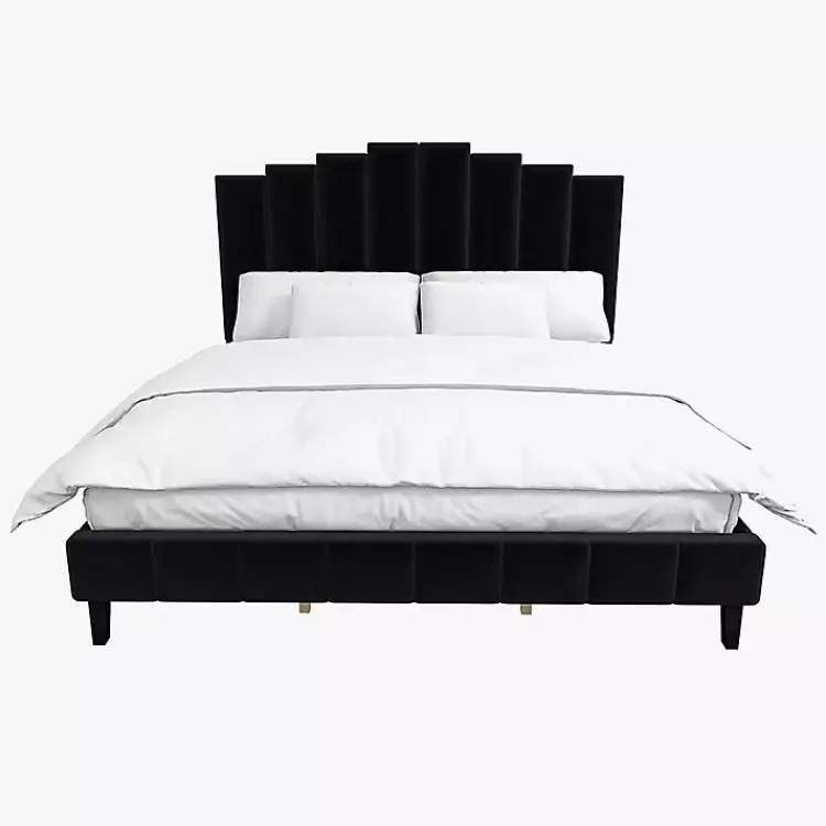 Kirklands Home Modern Tufted Platform King Bed Black Clearance