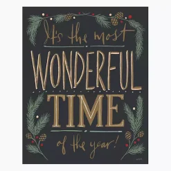 Christmas Art & Wall Decor>Kirklands Home Most Wonderful Time Canvas Art Print Black