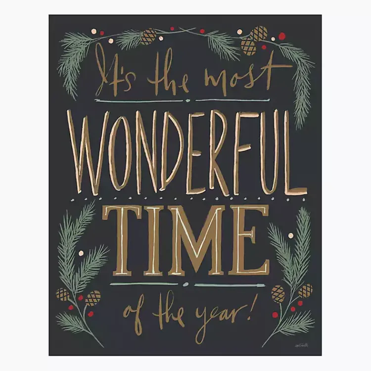 Christmas Art & Wall Decor>Kirklands Home Most Wonderful Time Canvas Art Print Black