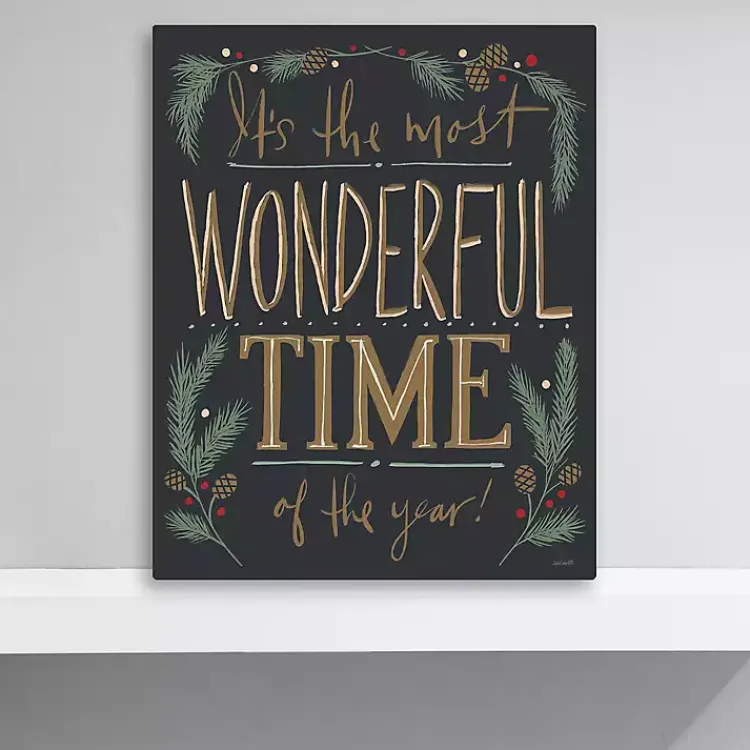 Christmas Art & Wall Decor>Kirklands Home Most Wonderful Time Canvas Art Print Black