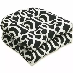 Kirklands Home Black New Geometric 2-pc. Wicker Chair Cushion Set Hot