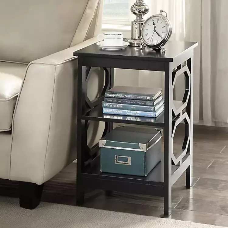 Kirklands Home Octagon 2-Shelf Accent Table Black Sale