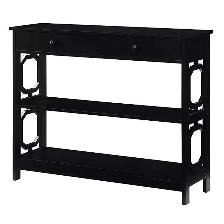 Kirklands Home Octagon 2-Shelf Console Table Black Clearance
