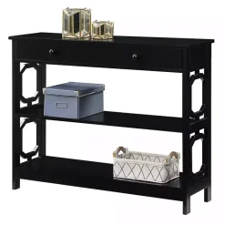 Kirklands Home Octagon 2-Shelf Console Table Black Clearance