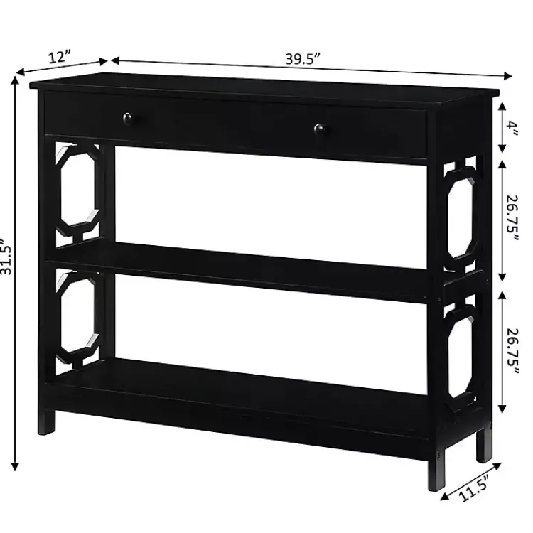 Kirklands Home Octagon 2-Shelf Console Table Black Clearance