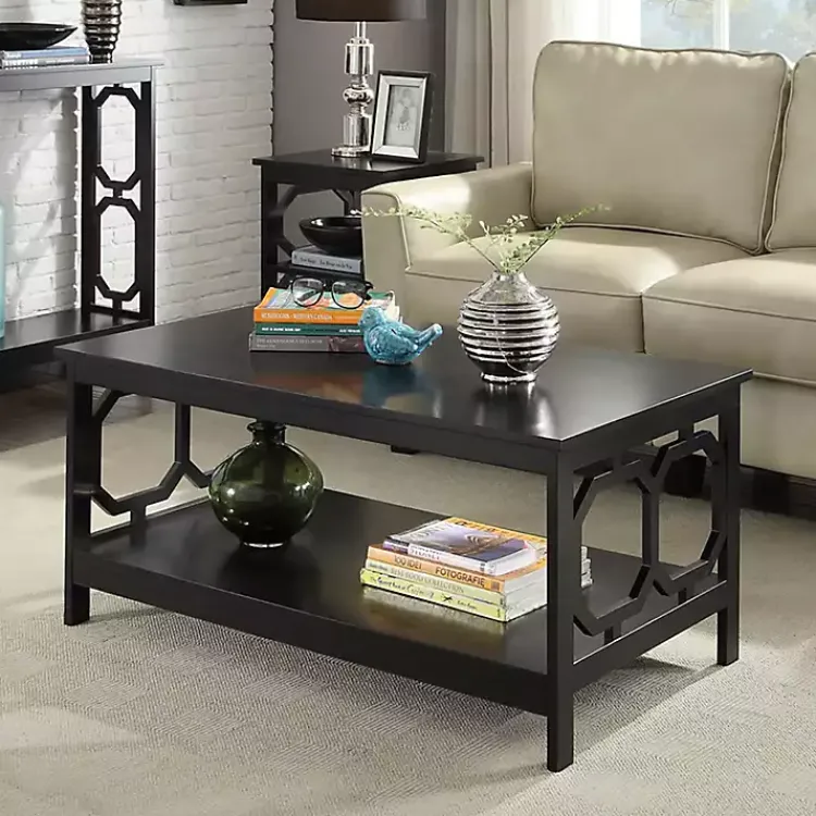 Kirklands Home Octagon Single Shelf Coffee Table Black