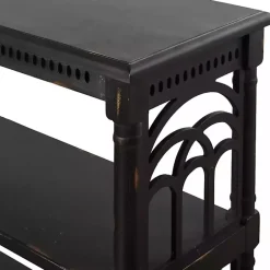 Kirklands Home Open Shelf Cathedral Ends Console Table Black Outlet