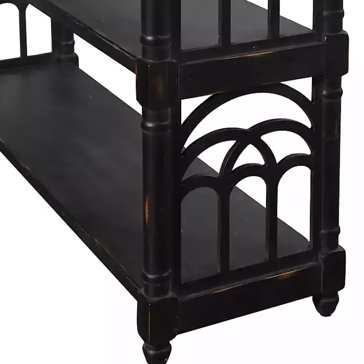 Kirklands Home Open Shelf Cathedral Ends Console Table Black Outlet