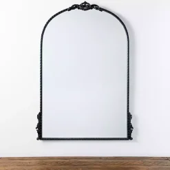Kirklands Home Black Ornate Antique Carved Wall Mirror Sale