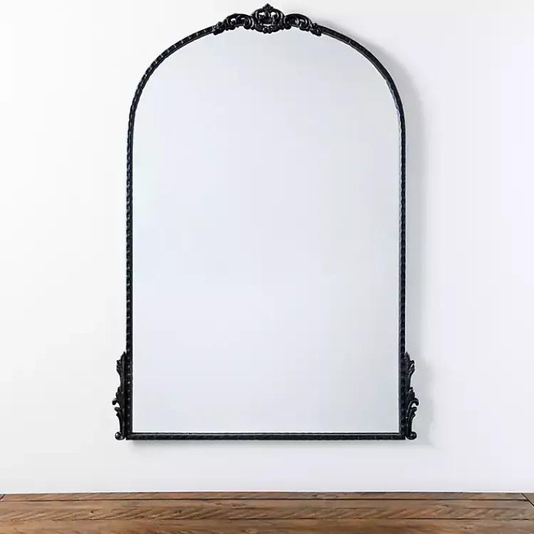Kirklands Home Black Ornate Antique Carved Wall Mirror Sale