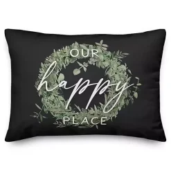 Kirklands Home Black Our Happy Place Indoor/Outdoor Lumbar Pillow Best