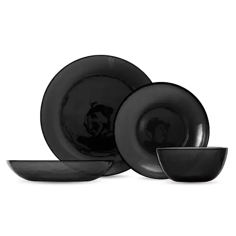 Kirklands Home 16-pc. Hammered Glass Dinnerware Set Black Sale