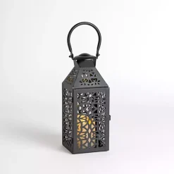 Lanterns>Kirklands Home Pierced Metal Lantern, 13 in. Black