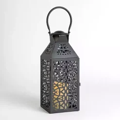 Lanterns>Kirklands Home Pierced Metal Lantern, 18 in. Black