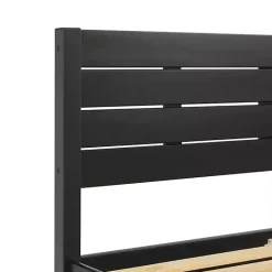 Kirklands Home Pine Wood Slatted Headboard Queen Bed Black Hot