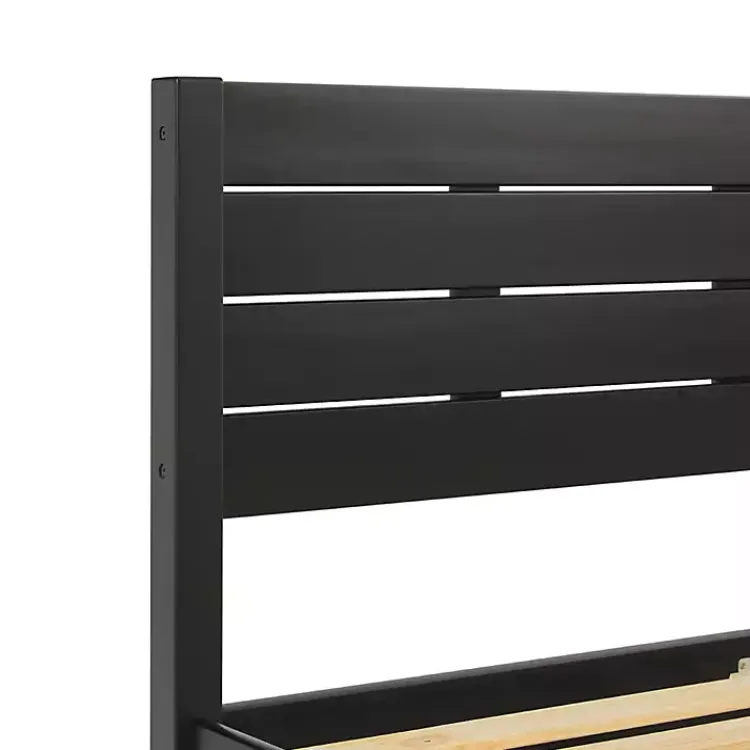 Kirklands Home Pine Wood Slatted Headboard Queen Bed Black Hot