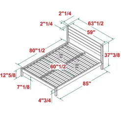 Kirklands Home Pine Wood Slatted Headboard Queen Bed Black Hot