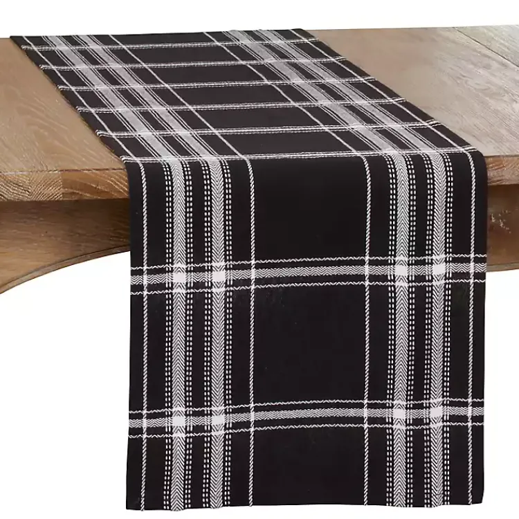 Kirklands Home Plaid Cotton Table Runner, 72 in. Black Sale