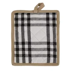 Kirklands Home Black Plaid Eat Drink Enjoy 4-pc. Dish Towel Set New