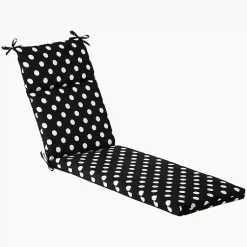 Kirklands Home Polka Dot Outdoor Chaise Cushion Black Clearance