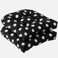 Kirklands Home Polka Dot Wicker Chair Cushions, Set of 2 Black Online