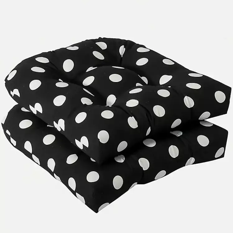 Kirklands Home Polka Dot Wicker Chair Cushions, Set of 2 Black Online