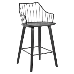 Kirklands Home Poplar Wood Swivel Counter Stool Black Best