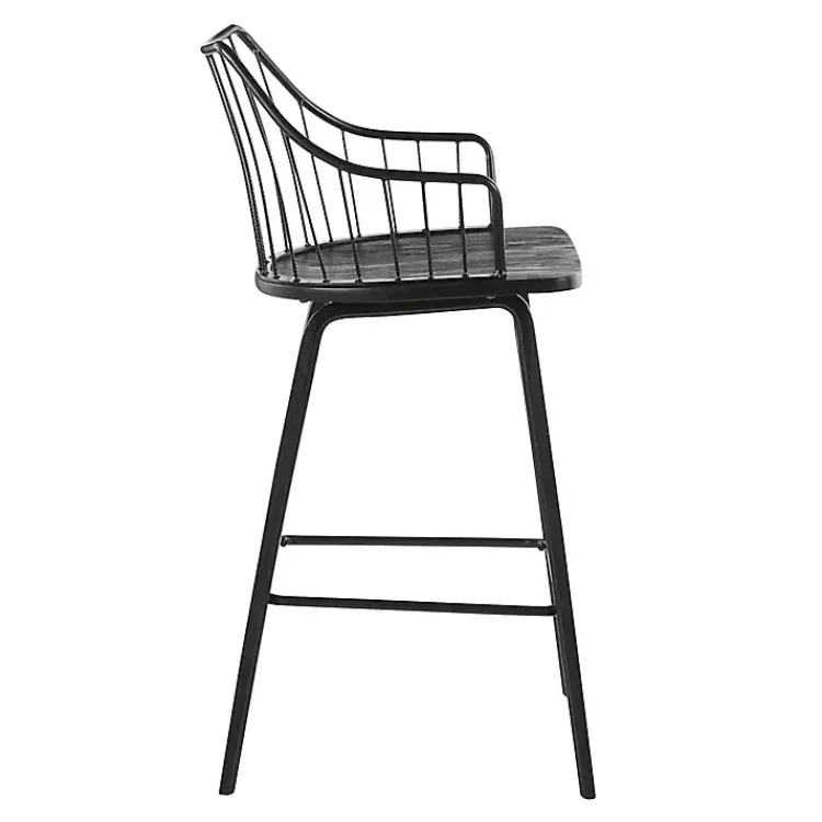Kirklands Home Poplar Wood Swivel Counter Stool Black Best