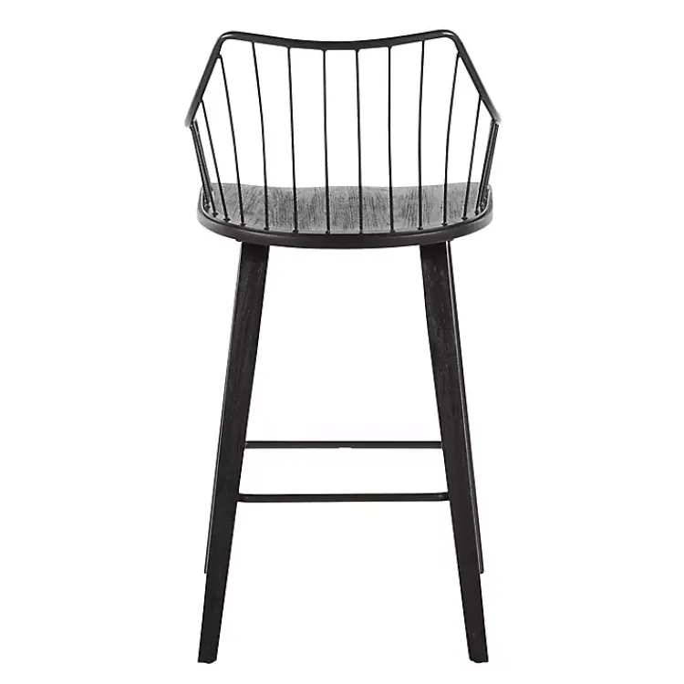 Kirklands Home Poplar Wood Swivel Counter Stool Black Best