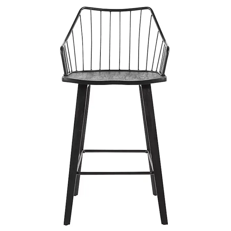 Kirklands Home Poplar Wood Swivel Counter Stool Black Best