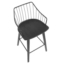 Kirklands Home Poplar Wood Swivel Counter Stool Black Best