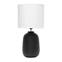 Kirklands Home Purled Ceramic Table Lamp Black New
