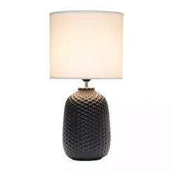 Kirklands Home Purled Ceramic Table Lamp Black New