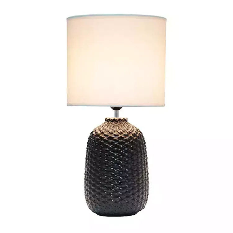 Kirklands Home Purled Ceramic Table Lamp Black New
