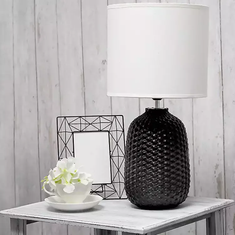 Kirklands Home Purled Ceramic Table Lamp Black New
